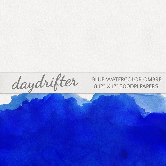 570x570 Blue Watercolor Ombre Dip Dye Paper Digital Scrapbooking Etsy - Blue Watercolor Ombre