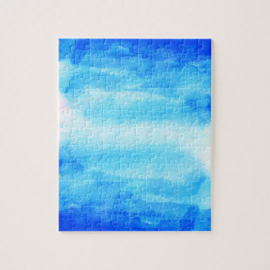 540x540 Blue Watercolor Ombre Jigsaw Puzzle - Blue Watercolor Ombre