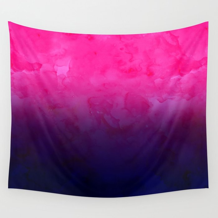 700x700 Boho Pink Navy Blue Watercolor Ombre Gradient Fade Wall Tapestry - Blue Watercolor Ombre
