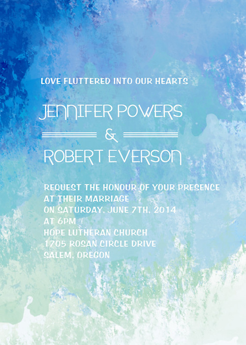 500x700 Summer Ombre Blue Watercolor Pocket Wedding Invitations Ewpi167 As - Blue Watercolor Ombre