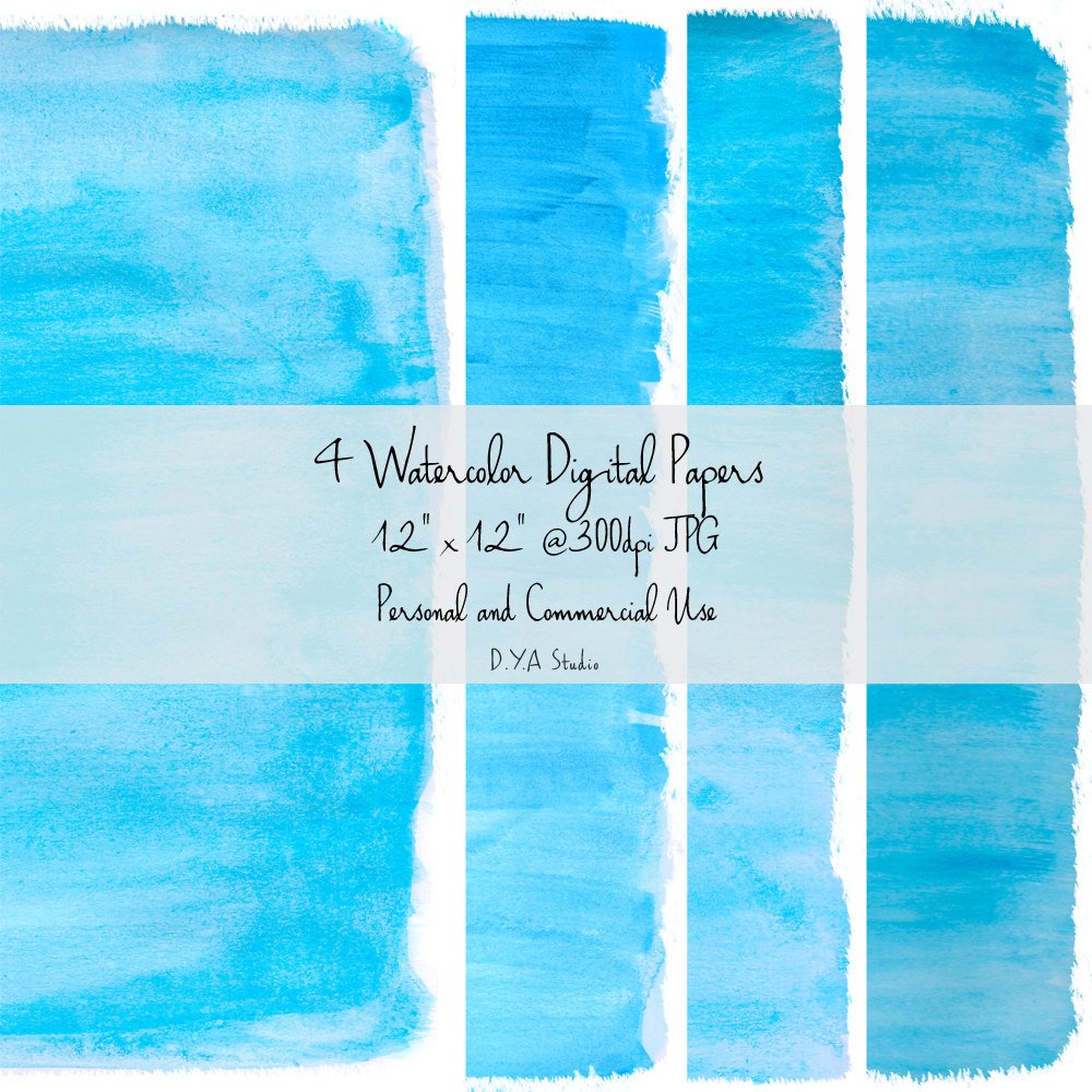1000x1000 Ocean Blue Watercolor Background Ocean Digital Etsy - Blue Watercolor Paper
