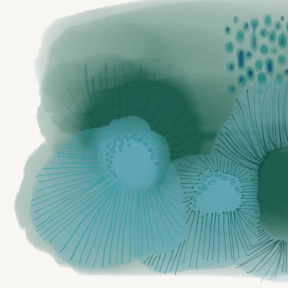 1000x1000 Oceanic Abstract 1 Fine Art Print On Watercolor Paper Ink And - Blue Watercolor Paper