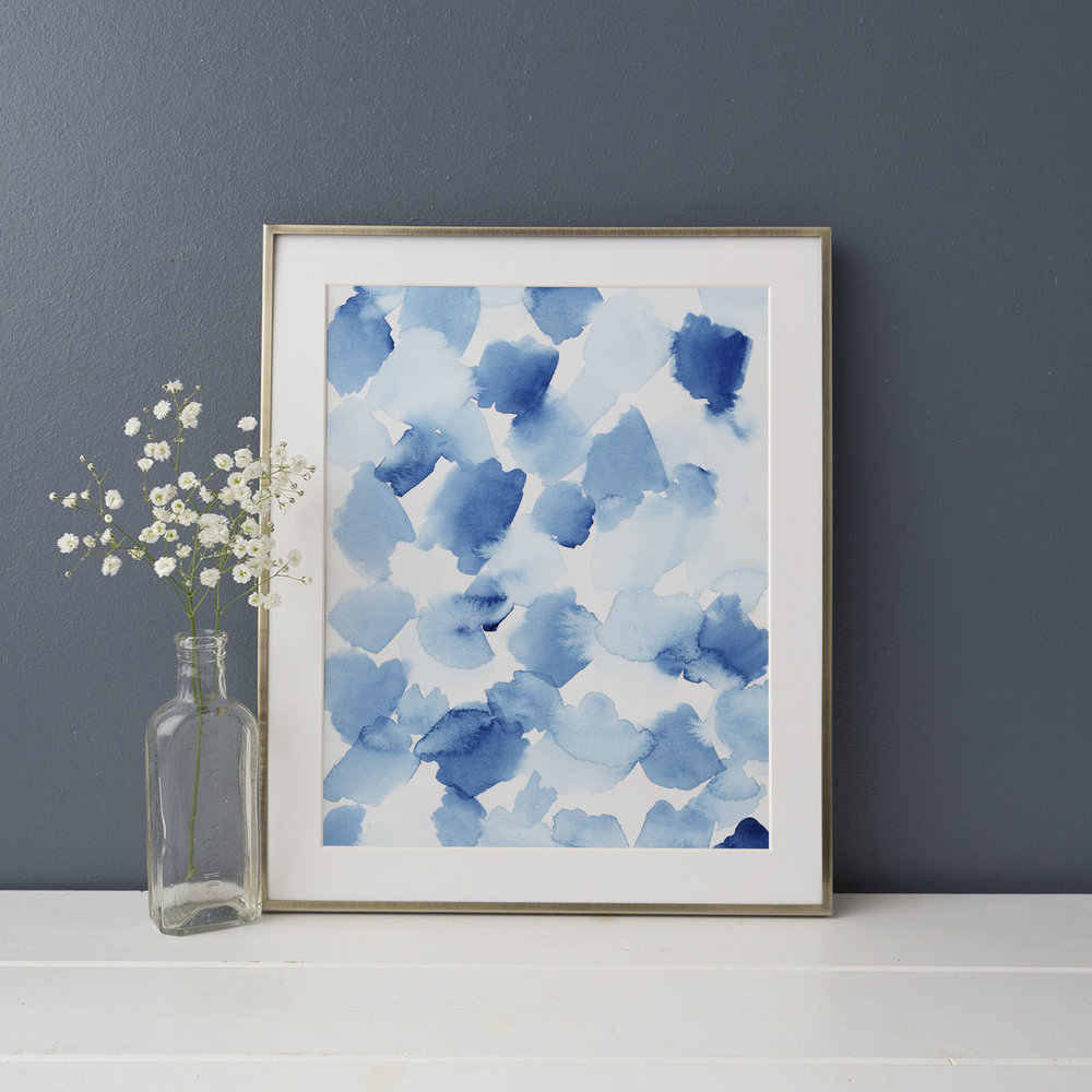 1000x1000 Blue Watercolor Art Print - Blue Watercolor Print