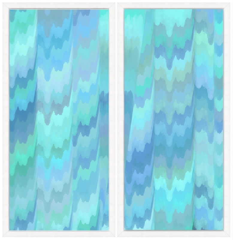 778x800 Blue Watercolor Diptych Vintage Print Gallery - Blue Watercolor Print