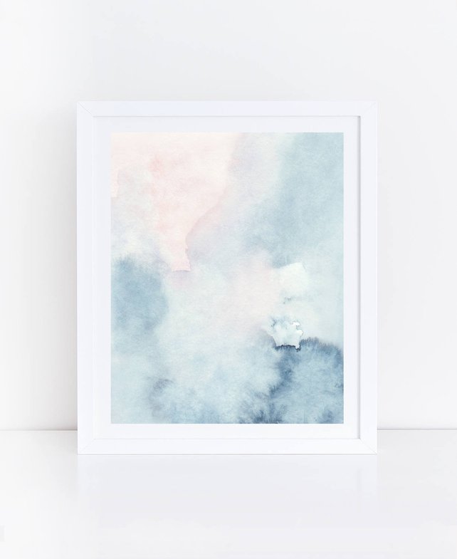 642x785 Printable Abstract Art Watercolor Wall Art Sky Print Blue Etsy - Blue Watercolor Print