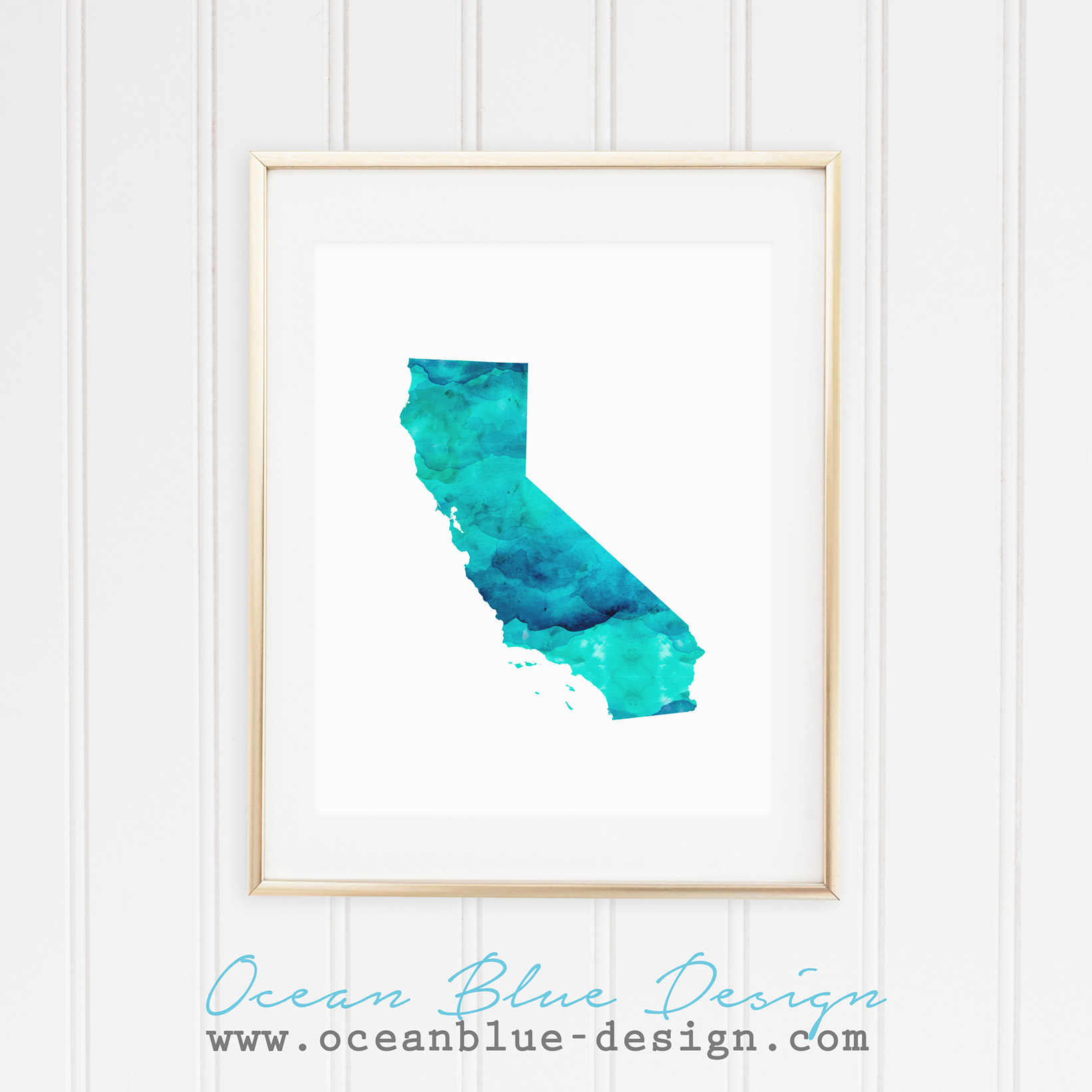 1641x1641 State Of California Watercolor Style Print Ocean Blue Design - Blue Watercolor Print