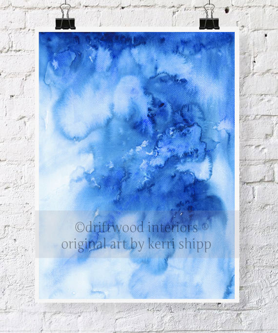 570x683 Abstrakte Aquarell - Blue Watercolor Print