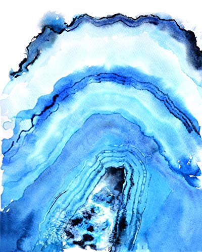 400x500 Geode Painting, Geode Print, Geode Art, Agate - Blue Watercolor Print