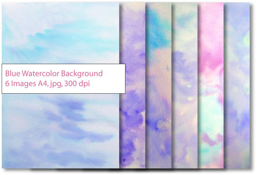 869x592 Blue Watercolor Textured Background Instant Download, Texture - Blue Watercolor Texture