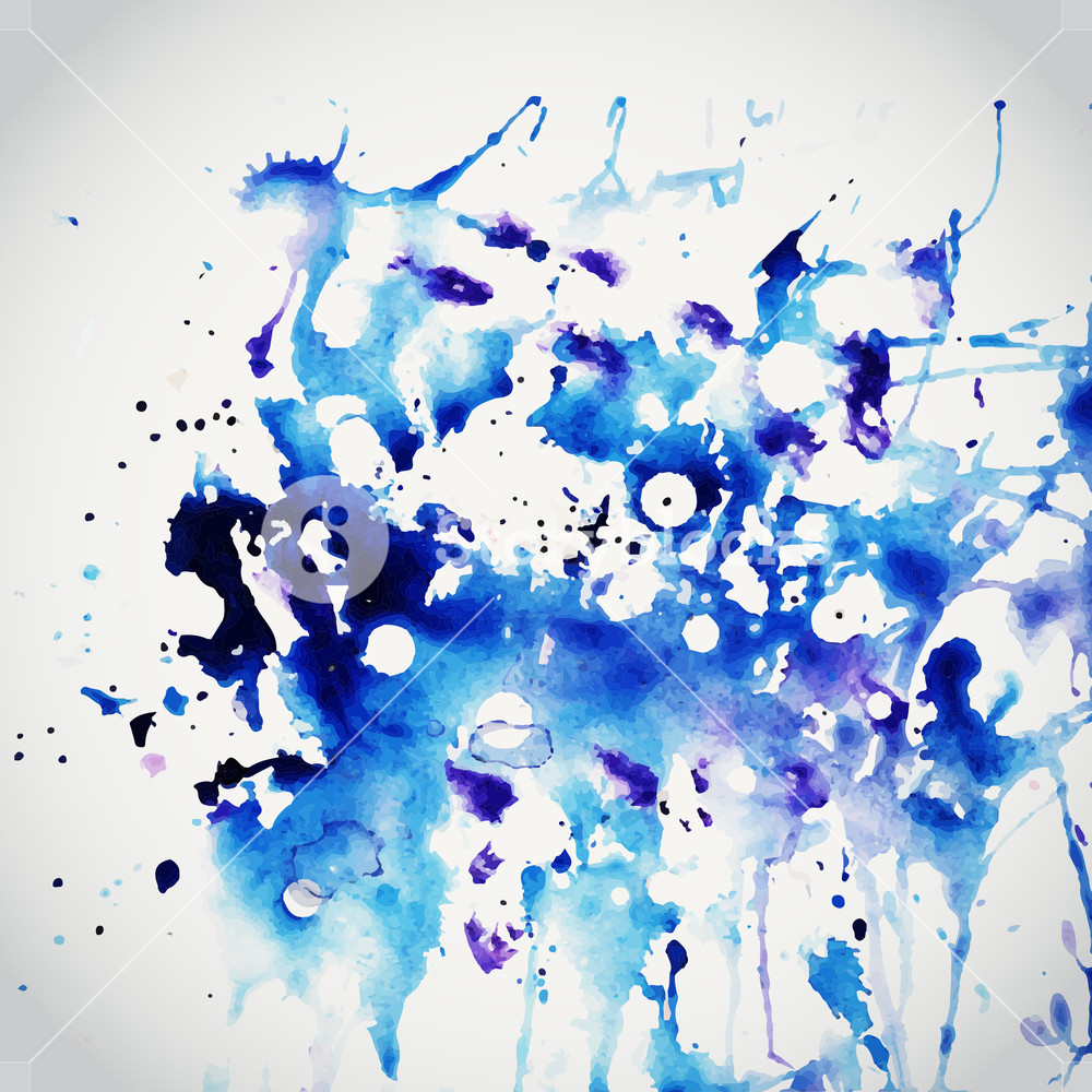 1000x1000 Vector Watercolor Texture. Blue Grunge Paper Template. Water. Wet - Blue Watercolor Texture