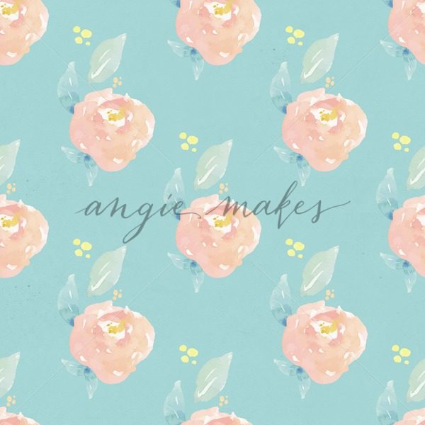 600x600 Peach And Blue Watercolor Painted Flower Wallpaper Pattern - Blue Watercolor Wallpaper