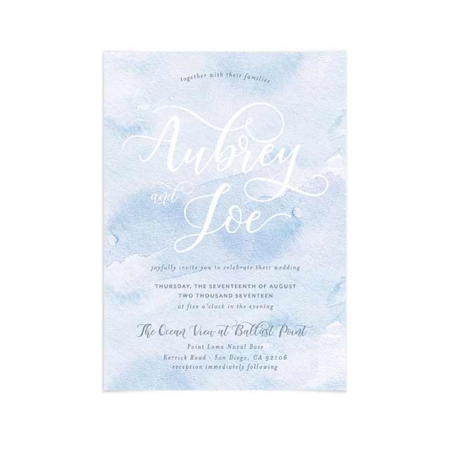 640x640 Blue Watercolor Wash Wedding Invitations Blush Paper Co. - Blue Watercolor Wash