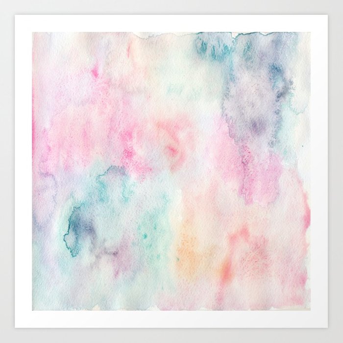 700x700 Chic Pink And Blue Watercolor Wash Art Print By - Blue Watercolor Wash