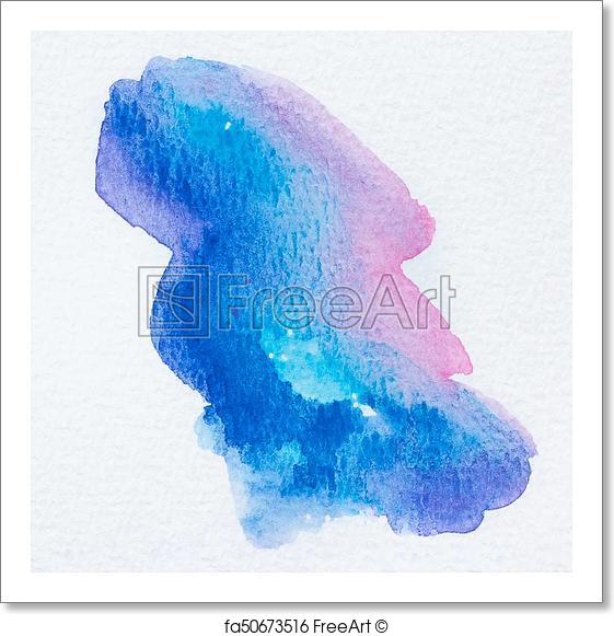 561x581 Free Art Print Of Watercolor Background. Blue And Pink Wet - Blue Watercolor Wash