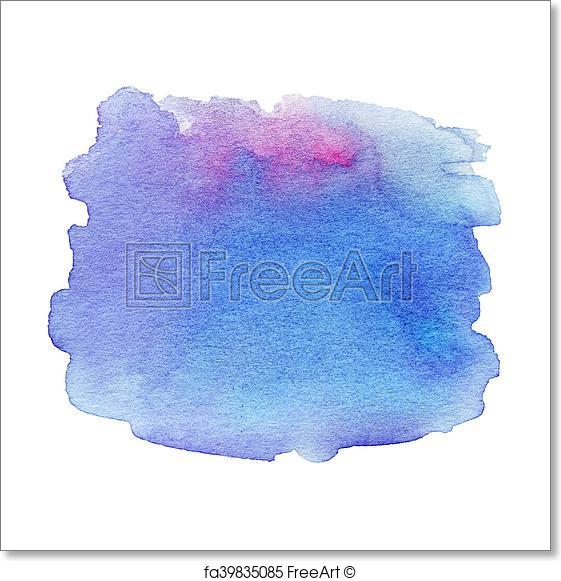 561x581 Free Art Print Of Wet Watercolor Wash. Abstract Water Color - Blue Watercolor Wash