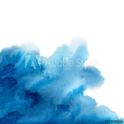 500x500 Hand Painted Blue Watercolor Background. Watercolor Wash. - Blue Watercolor Wash