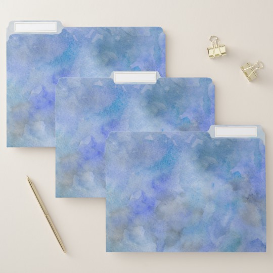 540x540 Shades Of Blue Watercolor Wash File Folders - Blue Watercolor Wash