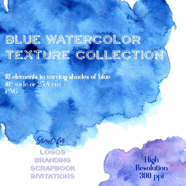 642x642 Blue Watercolor Textures Watercolor Wash Watercolor Splash Etsy - Blue Watercolor Wash
