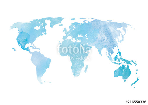 500x355 Blue Watercolor World Map Stock Photo And Royalty Free Images On - Blue Watercolor World Map