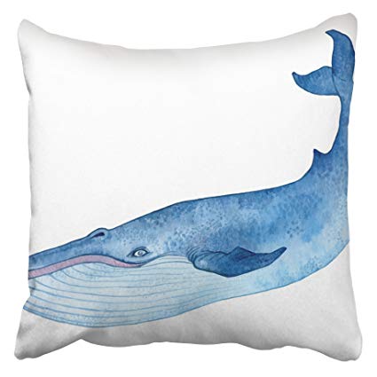 425x425 Emvency Decorative Throw Pillow Covers Cases Southern - Blue Whale Watercolor