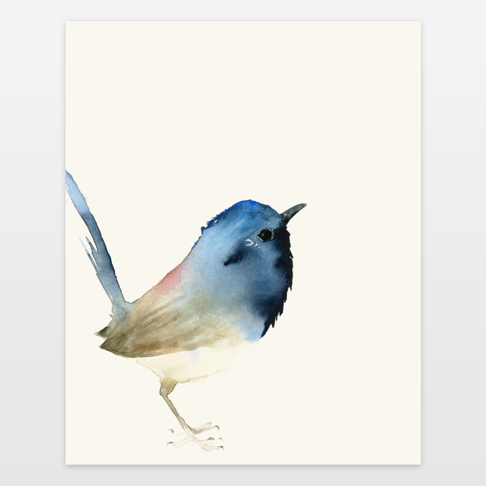 1000x1000 Dark Blue Bird Watercolor Print Art Print By Dearpumpernickel On - Bluebird Watercolor