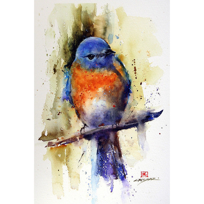 700x700 New East Bluebird Limited Edition Signed Amp Matted Watercolor Art - Bluebird Watercolor