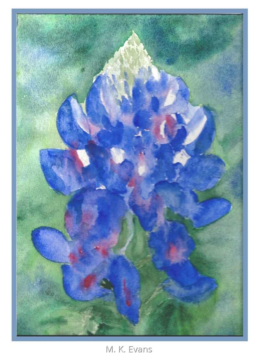 870x1200 Floral Watercolor Paintings Texas Bluebonnet By Margaret Kohel Evans - Bluebonnet Watercolor