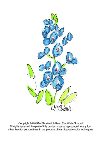 400x589 Beginners Watercolor Painting Pattern, Beginners Watercolor - Bluebonnet Watercolor