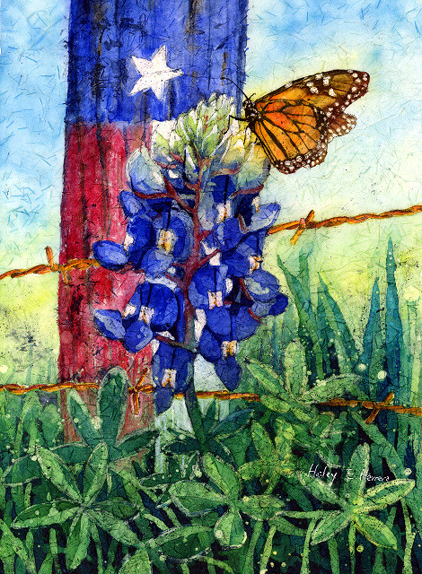 470x640 Texas Bluebonnet Watercolor Batik On Kinwashi Rice Paper, - Bluebonnet Watercolor