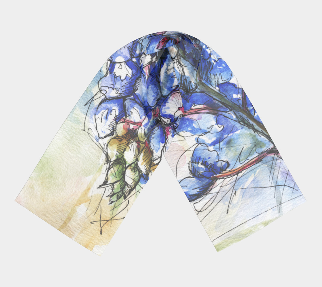 1120x1000 Texas Bluebonnet Watercolor, Long Scarf By Ela Steel Shop Art - Bluebonnet Watercolor
