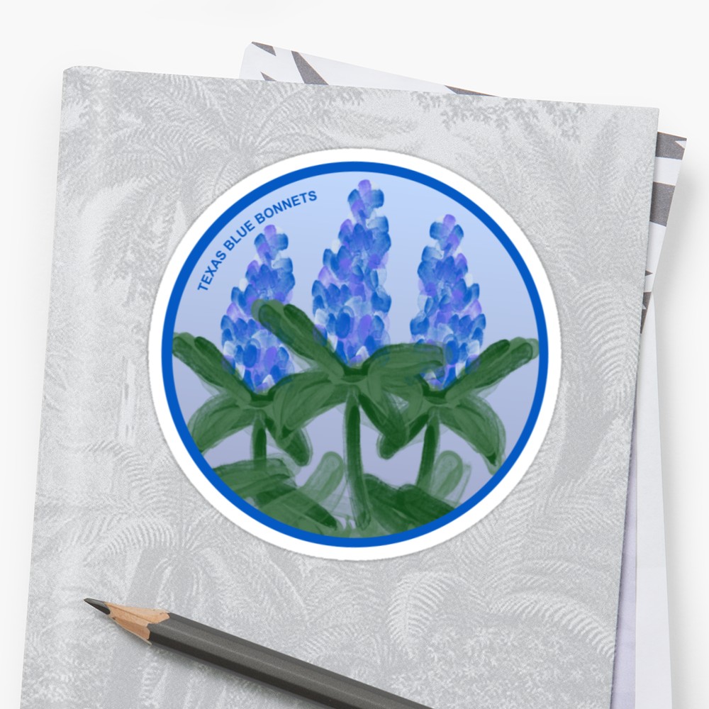 1000x1000 Watercolor Blue Bonnet Stickers By Elledeegee Redbubble - Bluebonnet Watercolor