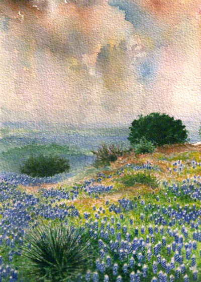 400x559 Watercolor Paintings - Bluebonnet Watercolor