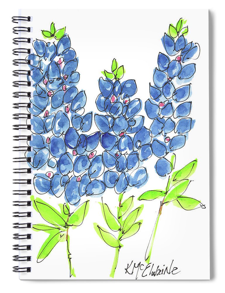 770x1000 Bluebonnet Tall Watercolor Painting By Kmcelwaine Spiral Notebook - Bluebonnet Watercolor