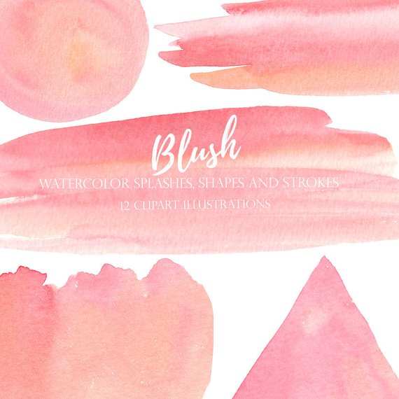 570x570 Blush Watercolor Splash Clipart Pink Ombre Background Etsy - Blush Watercolor