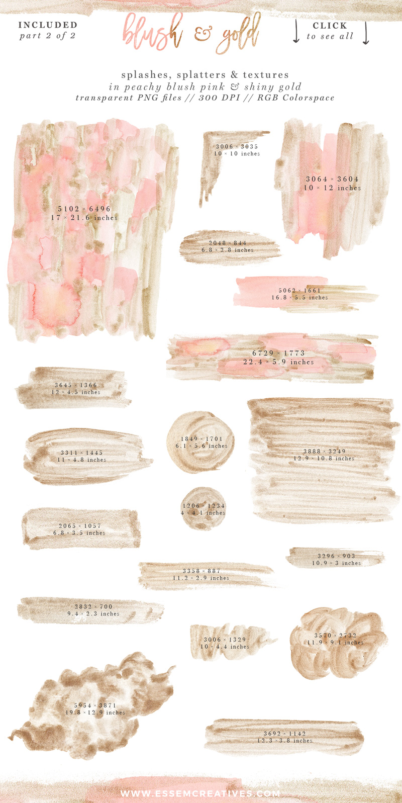 800x1597 Blush Pink And Gold Watercolor Textures For Wedding Invitations Amp More - Blush Watercolor
