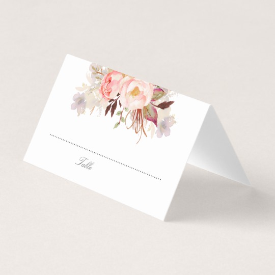 540x540 Blush Pink Watercolor Flowers Elegant Romantic Place Card - Blush Watercolor Flowers