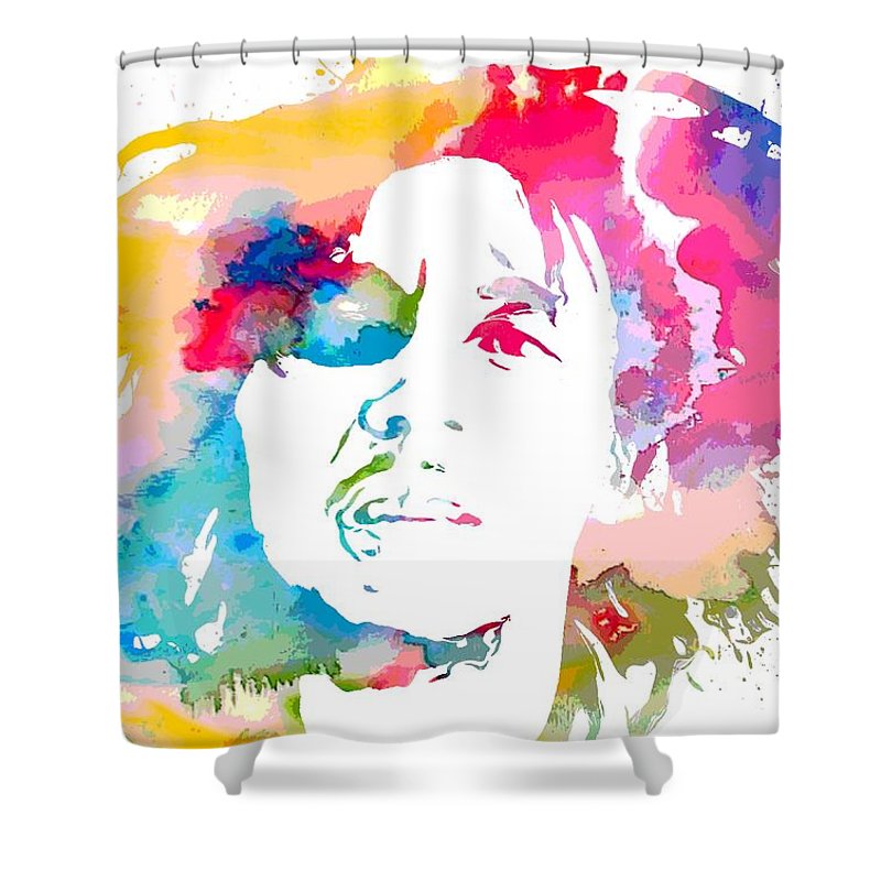 800x800 Bob Marley Watercolor Portrait Shower Curtain For Sale By Dan Sproul - Bob Marley Watercolor