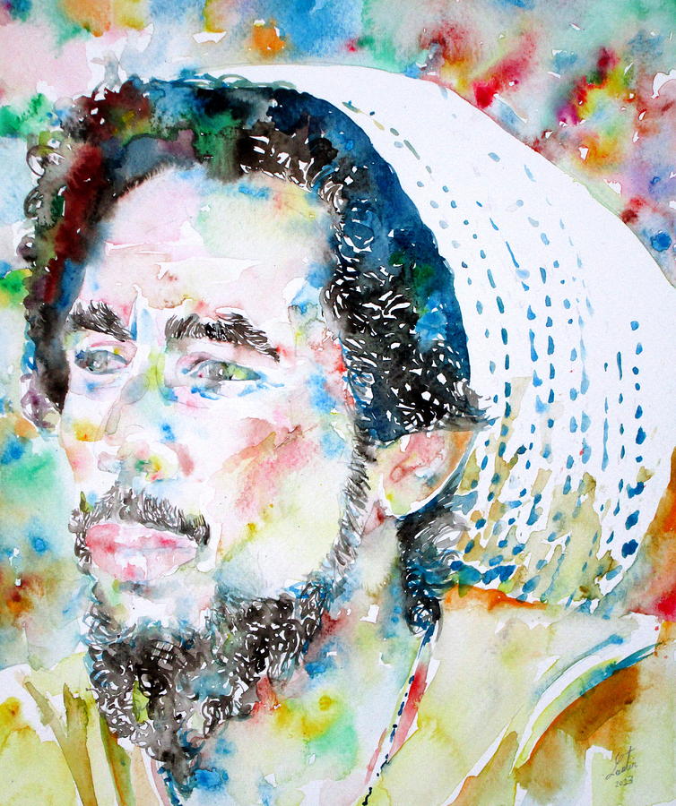 754x900 Bob Marley Watercolor Portrait.8 Painting By Fabrizio Cassetta - Bob Marley Watercolor