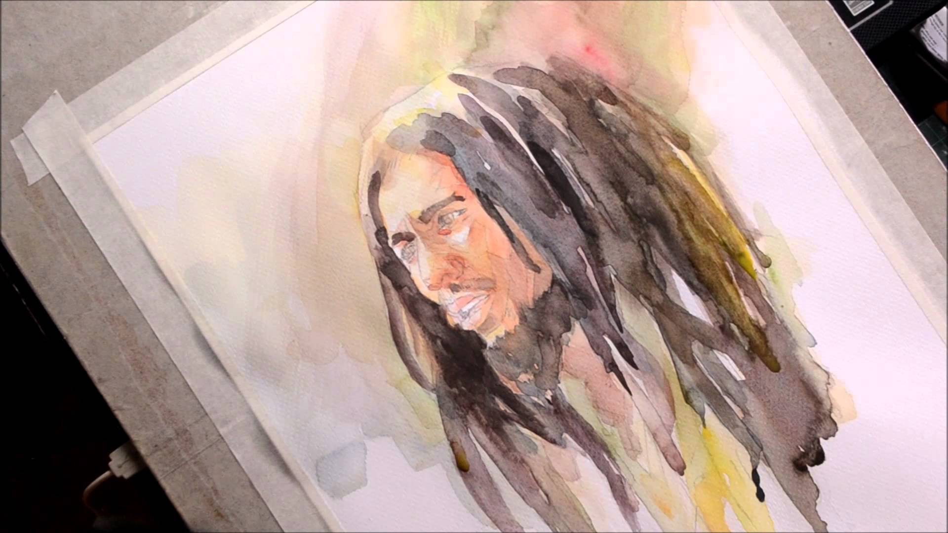 1920x1080 Bob Marley Timelapse Watercolor Painting - Bob Marley Watercolor