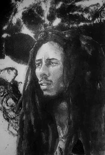 354x521 Bob Marley Watercolor Collage Artwork Mjartshop Tictail - Bob Marley Watercolor