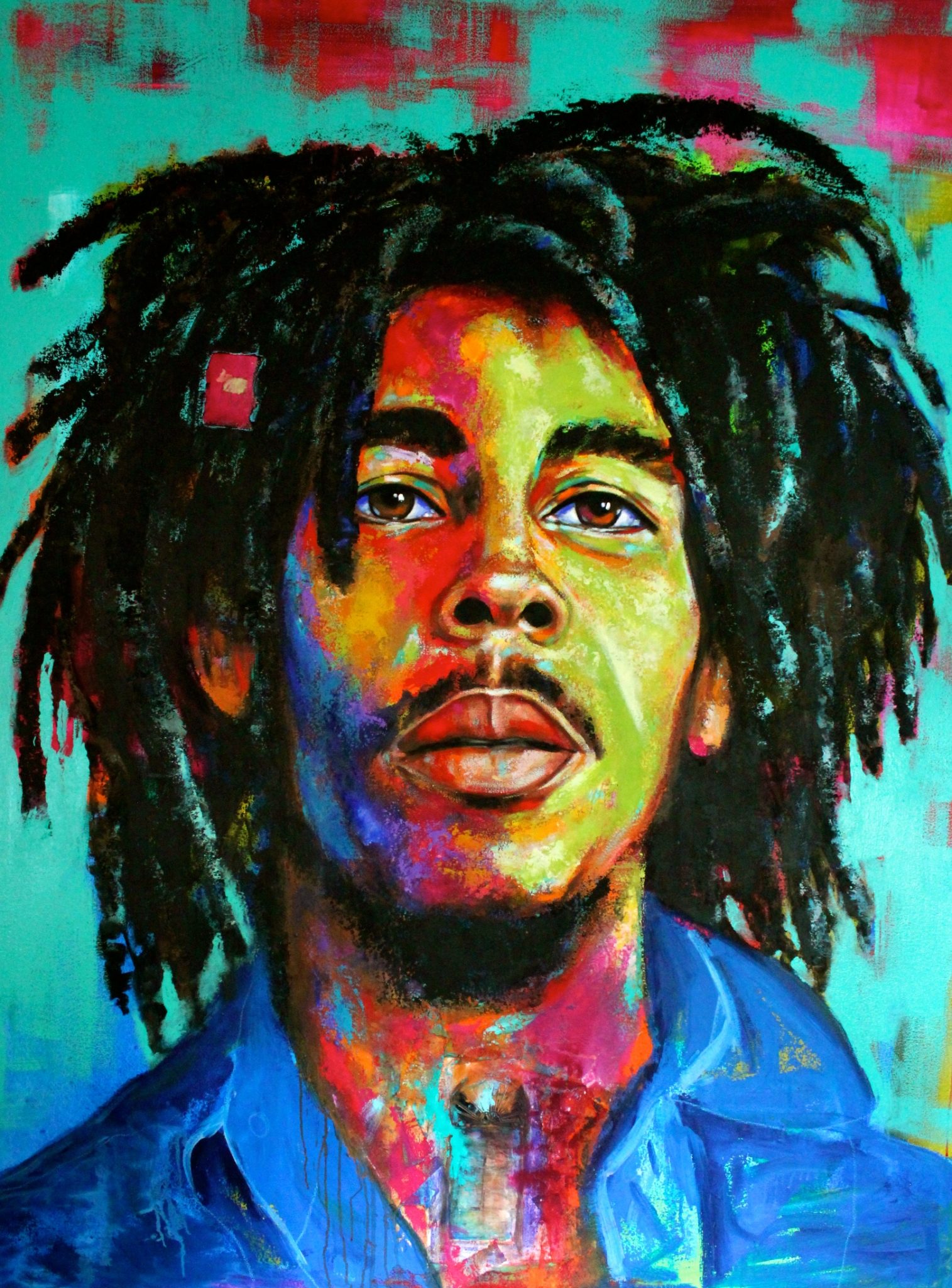 1515x2048 Local Artist Gifts Painting To Damian Marley At Antigua - Bob Marley Watercolor