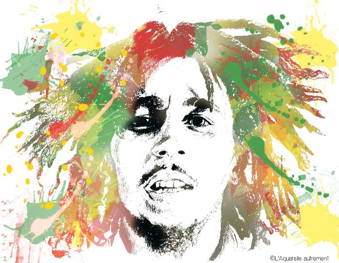 700x543 Portrait Of Bob Marley By Aquarelle Autrement On Stars Portraits - Bob Marley Watercolor