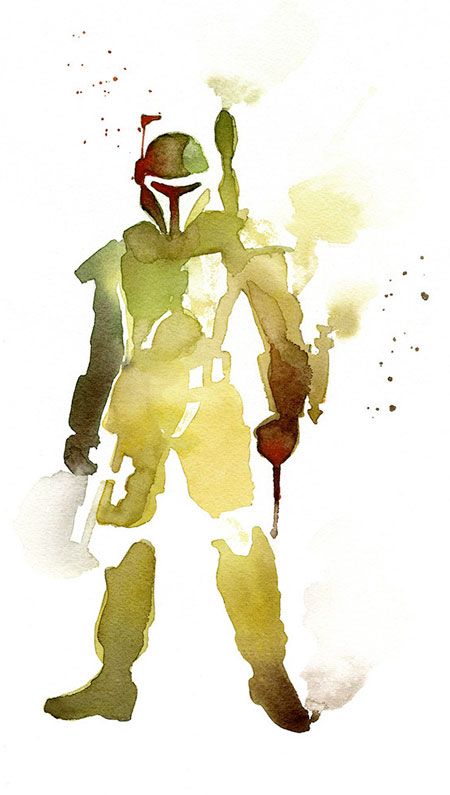 450x795 Boba Fett Watercolor Painting Darth And Co. Boba - Boba Fett Watercolor