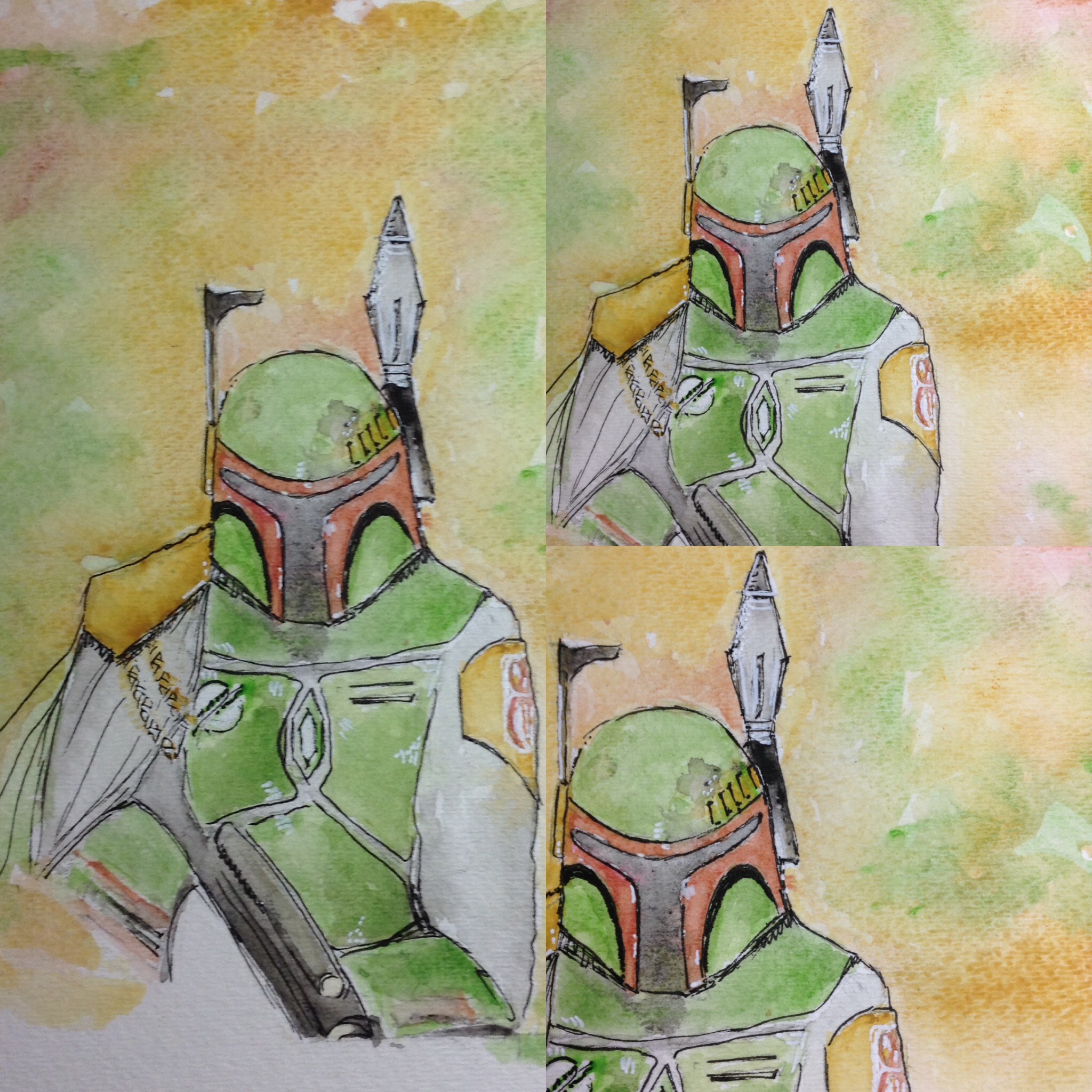 2048x2048 Boba Fett Watercolor Painting Gettingcreative365 - Boba Fett Watercolor