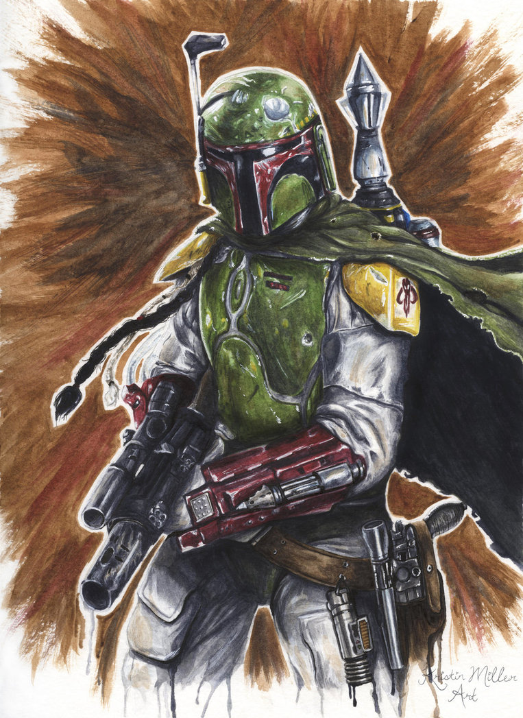 763x1047 Boba Fett Watercolor By Kristinmillerart - Boba Fett Watercolor