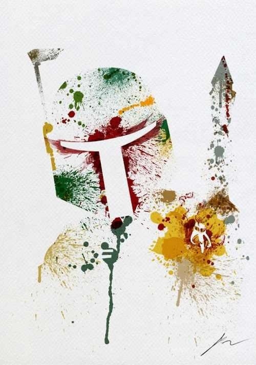 500x714 Boba Fett Paint Splatter, Wish I Could Paint ( Starwars - Boba Fett Watercolor