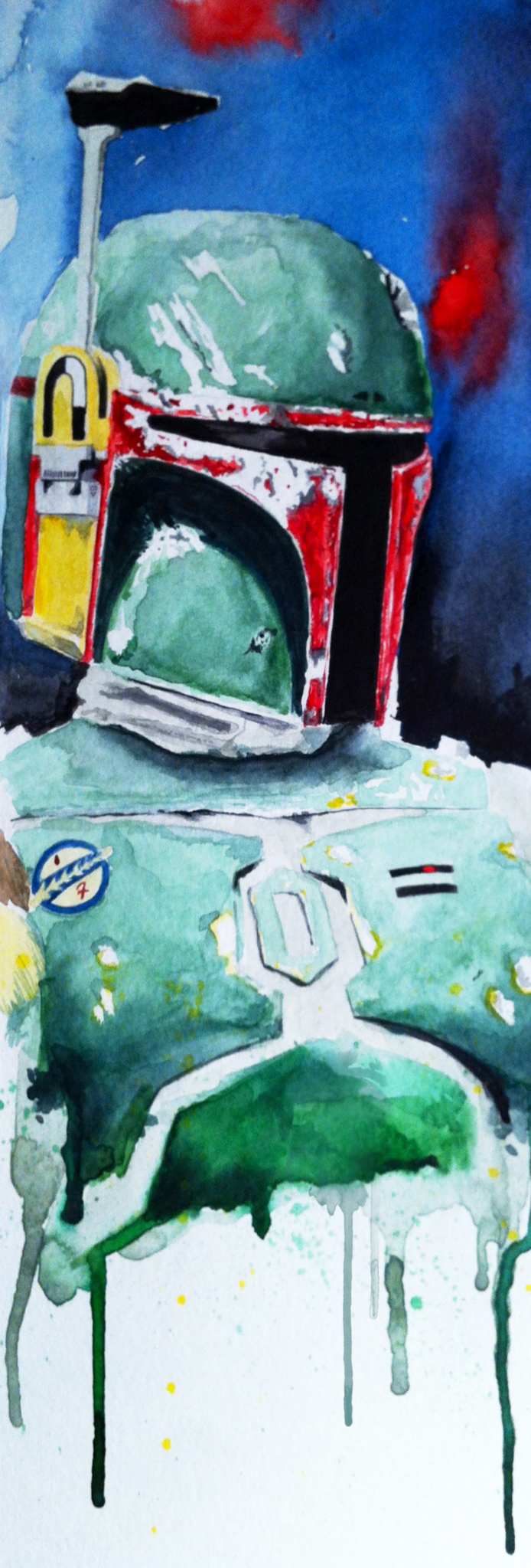 694x2047 Boba Fett Watercolor By David Kraig Trampt Library - Boba Fett Watercolor