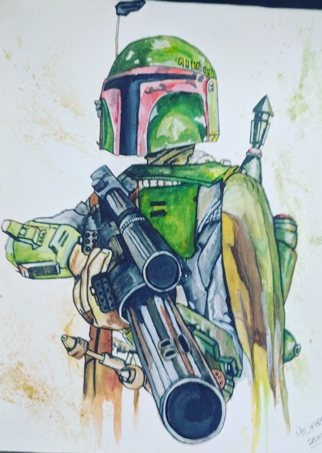 634x892 Mi Varo - Boba Fett Watercolor