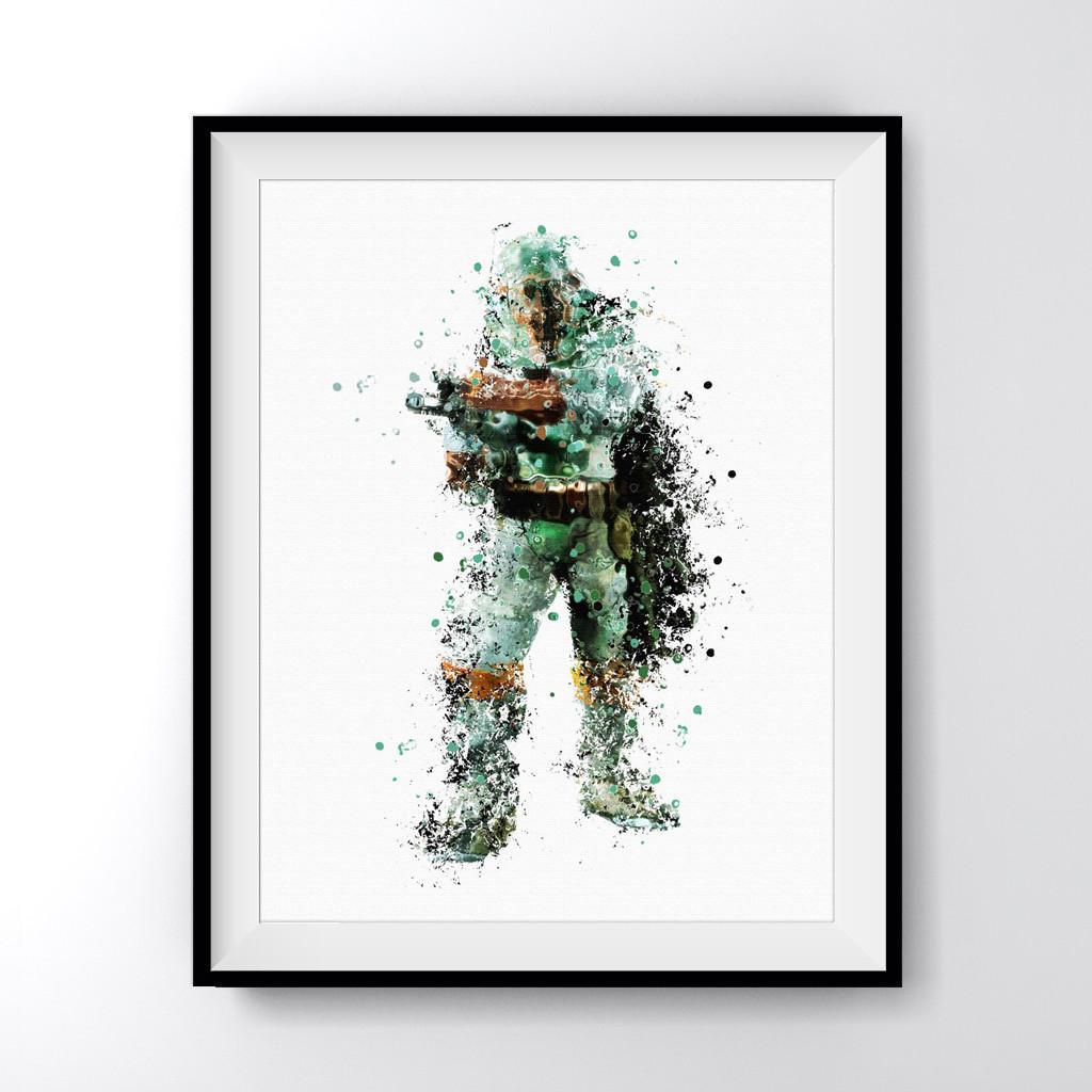 1024x1024 Star Wars Boba Fett Art Print Poster - Boba Fett Watercolor