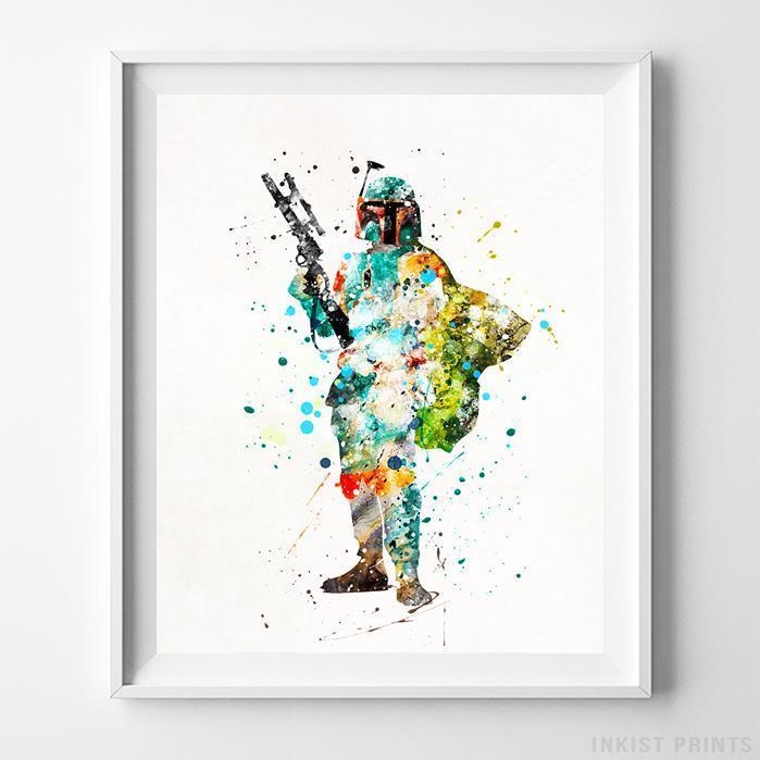 699x699 Boba Fett Star Wars Wall Art Watercolor Poster Dorm Wall Art Kids - Boba Fett Watercolor